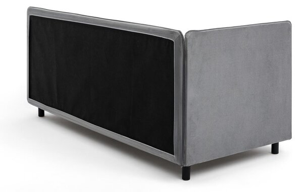Sivá čalúnená jednolôžková posteľ s úložným priestorom s matracom 90x200 cm Avela – Selection