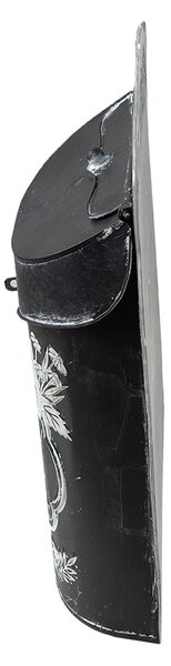 Čierna antik poštová schránka s kvetmi Country Courier - 26*10*35 cm - Clayre & Eef