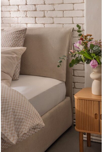 Béžová čalúnená dvojlôžková posteľ s úložným priestorom s roštom 160x200 cm Myra Pillow – Selection