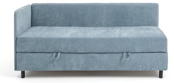 Modrá čalúnená jednolôžková posteľ s úložným priestorom s matracom 90x200 cm Avela – Selection