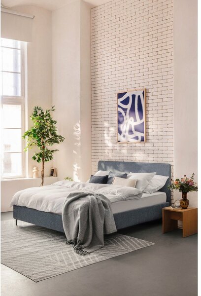 Modrá čalúnená dvojlôžková posteľ s roštom 180x200 cm Noira Slim – Selection
