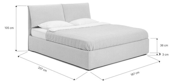 Béžová čalúnená dvojlôžková posteľ s úložným priestorom s roštom 180x200 cm Thessa Pillow – Selection