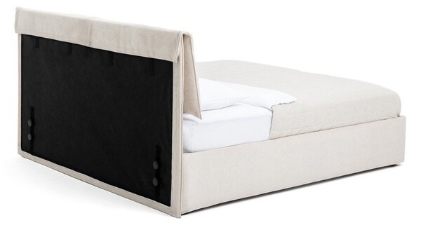 Béžová čalúnená dvojlôžková posteľ s úložným priestorom s roštom 160x200 cm Thessa Pillow – Selection