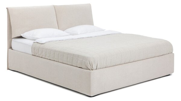 Béžová čalúnená dvojlôžková posteľ s úložným priestorom s roštom 160x200 cm Thessa Pillow – Selection