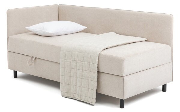Béžová čalúnená jednolôžková posteľ s úložným priestorom s matracom 90x200 cm Avela – Selection