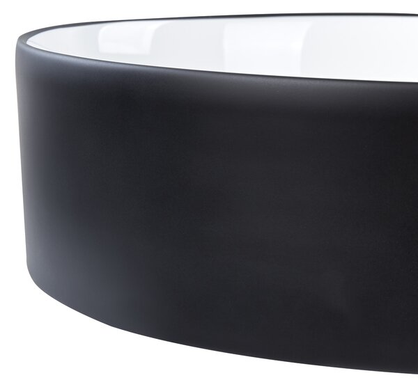 Kúpeľňové umývadlo na dosku čierne keramické lesklé 40 cm okrúhle moderný štýl kúpeľňa