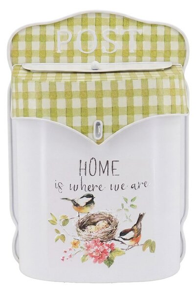 Biela antik poštová schránka s vtáčikmi Home - 24*10*35 cm - Clayre & Eef
