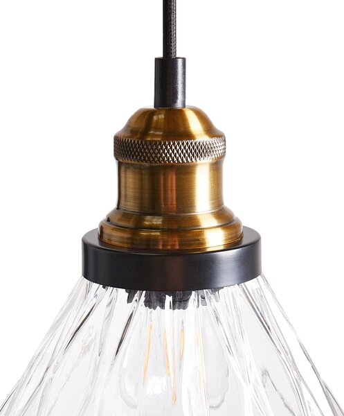 Závesná lampa priehľadná sklo kov 3 sklenené tienidlá na strop osvetlenie moderný industriálny štýl kuchyňa jedáleň