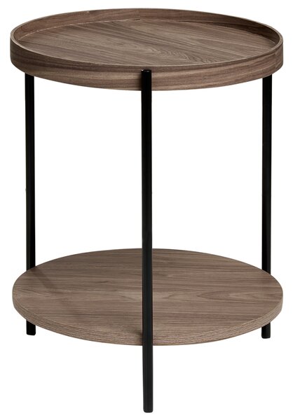 Odkladací stolík tmavohnedá čierna kovový rám ø 49 cm okrúhly tvar moderný štýl obývacia izba