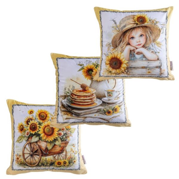 Sada 3 ks obliečok na vankúšiky SUNFLOWERS 45 x 45 cm