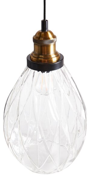 Závesná lampa priehľadná sklo kov sklenené tienidlo na strop osvetlenie moderný industriálny štýl kuchyňa jedáleň