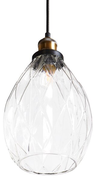 Závesná lampa priehľadná sklo kov sklenené tienidlo na strop osvetlenie moderný industriálny štýl kuchyňa jedáleň