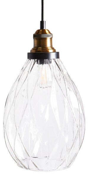 Závesná lampa priehľadná sklo kov sklenené tienidlo na strop osvetlenie moderný industriálny štýl kuchyňa jedáleň