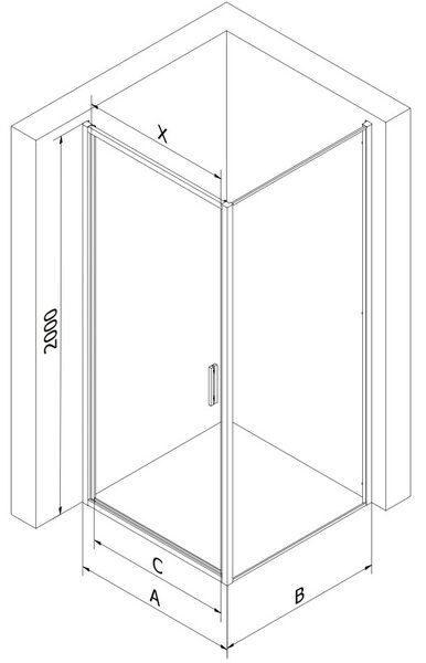 Mexen Exo-B sprchová kabína s otváracími dverami 90 x 90 cm, transparentná, čierna - 817-090-090-70-00