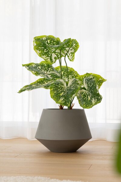 Okrúhly kvetináč BERBELIT, sklolaminát, výška 30 cm, sivý