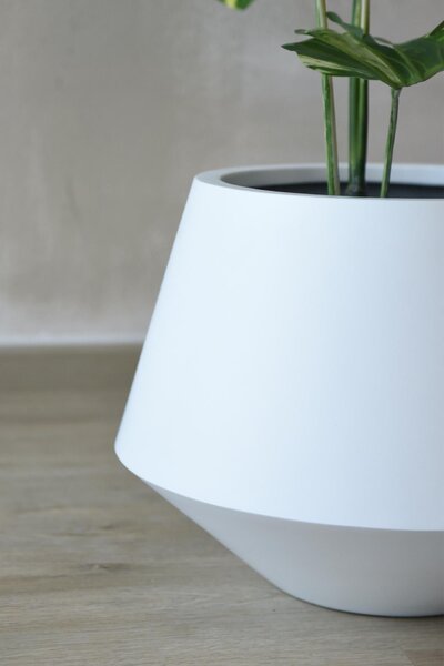 Okrúhly kvetináč BERBELIT, sklolaminát, výška 30 cm, biely
