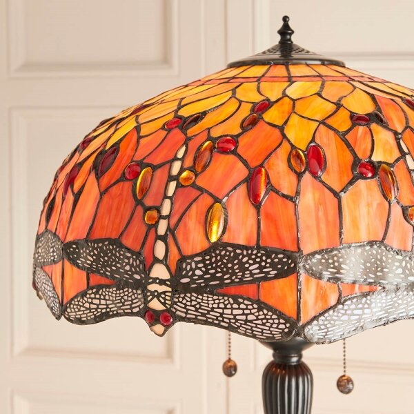 Endon 64070 - Stojacia lampa Tiffany DRAGONFLY 2xE27/60W/230V priemer 50 cm