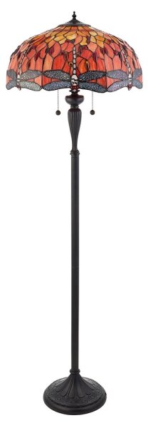 Endon 64070 - Stojacia lampa Tiffany DRAGONFLY 2xE27/60W/230V priemer 50 cm