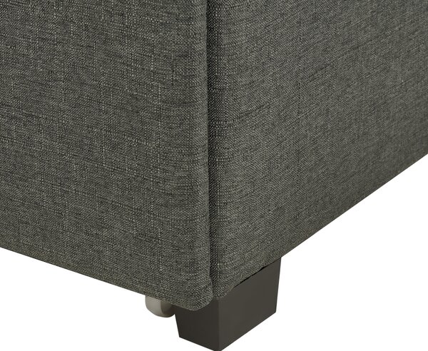 Posteľ s úložným priestorom tmavosivá látkové čalúnenie 160 x 200 cm vysoké prešívané čelo moderný štýl spálňa