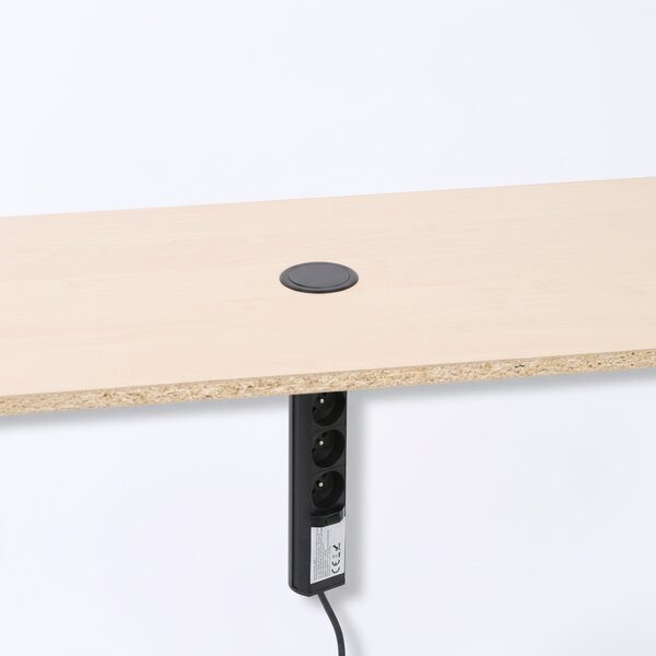 Výsuvná stolová zásuvka, 3× 230 V, USB-A, USB-C, čierna