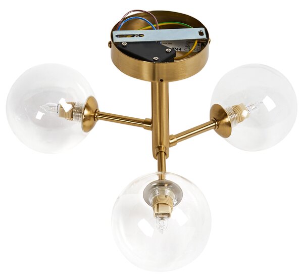 Stropná lampa mosadzná sklo kov železo s 3 svetlami moderný glamour štýl osvetlenie obývacia izba