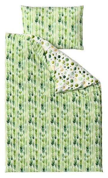 Sada krepových obliečok GREEN TREES POLY zelené + plachta Jersey 180 x 200 cm biele, dvojlôžko