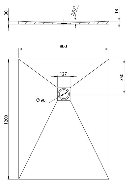 Polysan Polysan, TRENECA sprchová vanička z liateho mramoru s možnosťou úpravy rozmeru 120x90cm, sivá matná, 84307.31