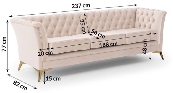 POHOVKA SARAH 3 MIESTNÁ CHESTERFIELD 237 cm