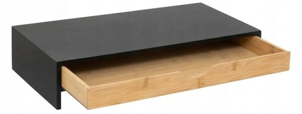 VERK GROUP Podstavec pod monitor / notebook so zásuvkou, bambus/čierna, 47 x 26 x 10 cm BLACKBE