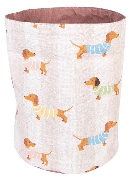 Béžový bavlnený košík na pečivo s jazvečíkmi Puppy Pullover - Ø 15*16 cm - Clayre & Eef