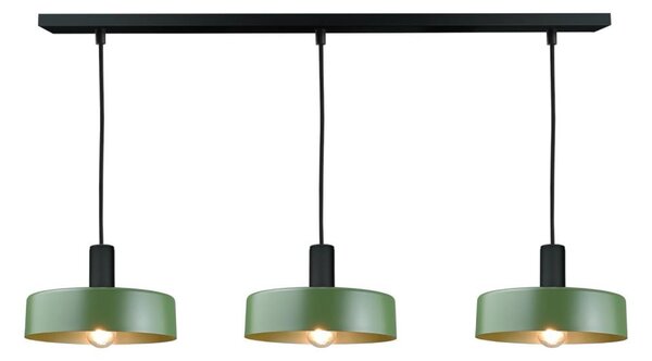 Luster na lanku HAKI 3xE27/60W/230V zelená/čierna