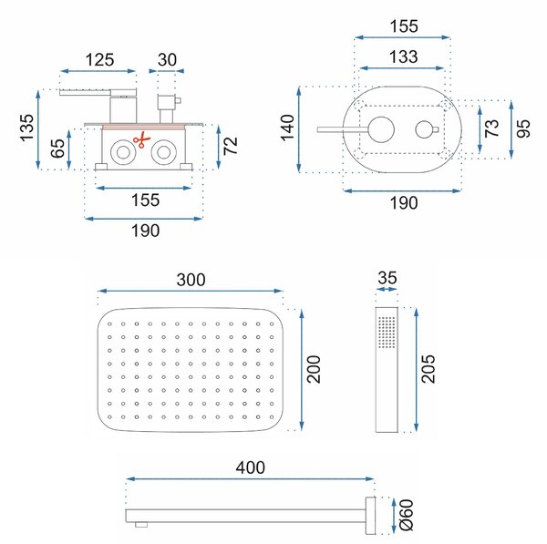 Rea Oval, podomietková sprchová sada + BOX, chrómová, REA-P8415