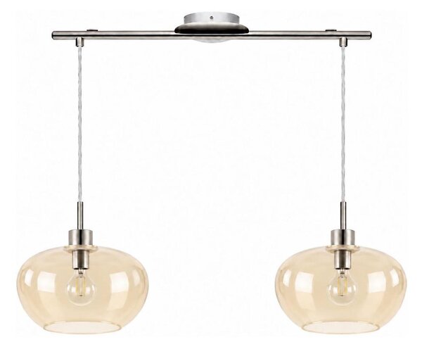 BRILAGI-LED Luster na lanku RETRO GLASS 2xE27/60W/230V matný chróm/dymová béžová