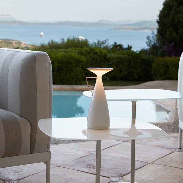 Kartell stolová LED lampa Camomille, biela, výška 24 cm, Biela / opálová, Obývacia izba / jedáleň, Plast, Dizajn
