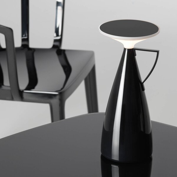 Kartell stolová LED lampa Camomille, čierna, výška 24 cm, Čierna, Obývacia izba / jedáleň, Plast, Dizajn