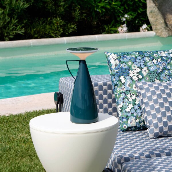 Kartell stolová LED lampa Camomille, petrolová, výška 24 cm, Modrá, Obývacia izba / jedáleň, Plast, Dizajn