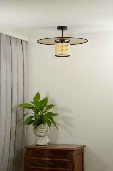 Duolla - Prisadený luster TOKYO RATTAN 1xE27/15W/230V pr. 50 cm zlatá/ratan