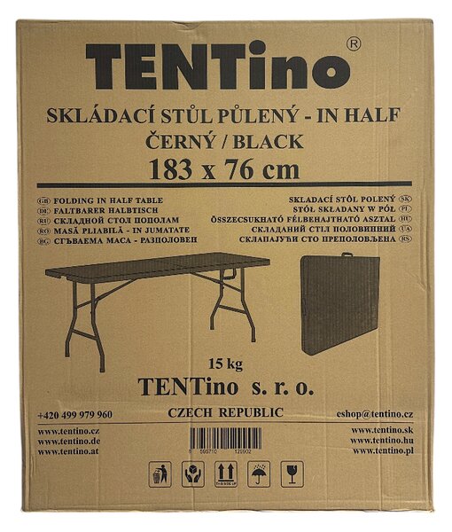 TENTino Skladací stôl 183x76 cm BLACK POLENÝ