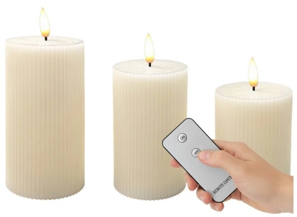 SADA 3x LED sviečok BRILLO LED/3xAAA krémová + diaľkové ovládanie