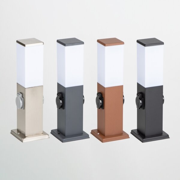 Brilagi - Vonkajšia lampa s 2 zásuvkami SCHUKO NOVA 1xE27/15W/230V 40 cm IP44 chróm