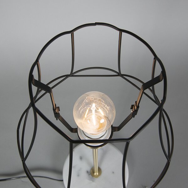 Retro stolná lampa mosadz s rámom Granny čierny 25 cm - Kaso
