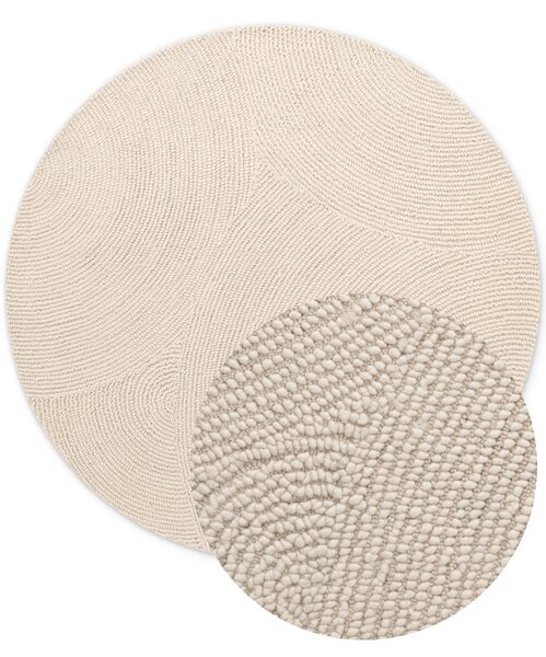 Hanse Home, Kusový koberec Calmio 106220 Natural White kruh, 120x120 (priemer) kruh, biela, obývacia izba