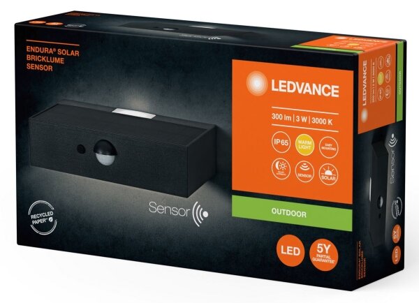 Ledvance-LED Solárne nástenné svietidlo so senzorom ENDURA SOLAR LED/3W/4,2V IP65