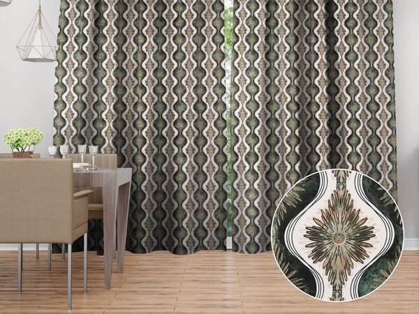 Biante Bavlnený záves Sandra SA-542 Okrasné hviezdy na zelenom/bielom 150x140 cm