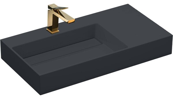 Rea Archi, umývadlo na dosku z konglomerátu 750x430x140 mm, ľavá verzia, šedá matná, REA-U4303