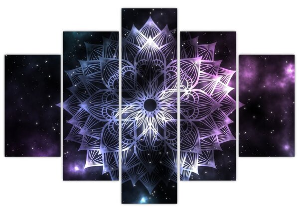 Obraz - Lotusová mandala vo vesmíre (150x105 cm)