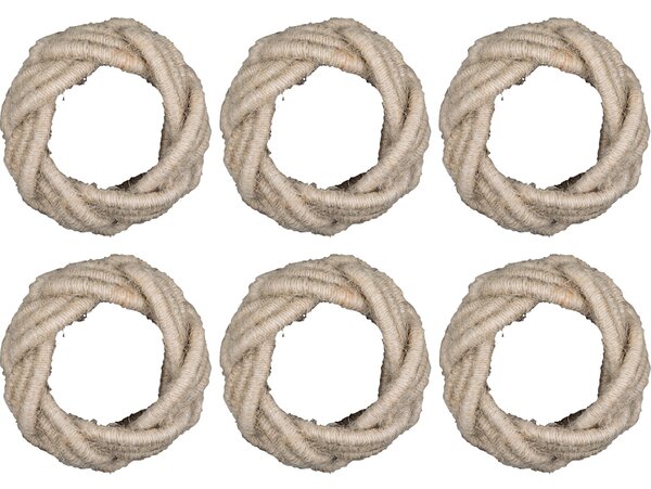 Jutové krúžky na obrúsky – set 6 ks