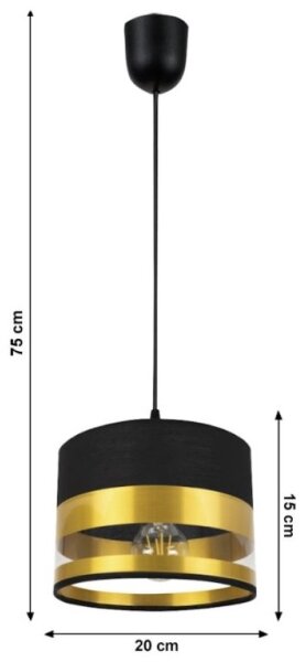 Luster na lanku MILO 1xE27/60W/230V zlatá/čierna