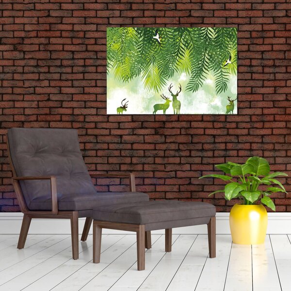 Obraz - Jelene v lese (90x60 cm)