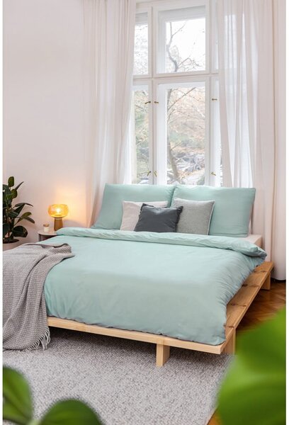 Zelené obliečky na dvojlôžko z mikrosaténu 200x200 cm Basic – Essentials